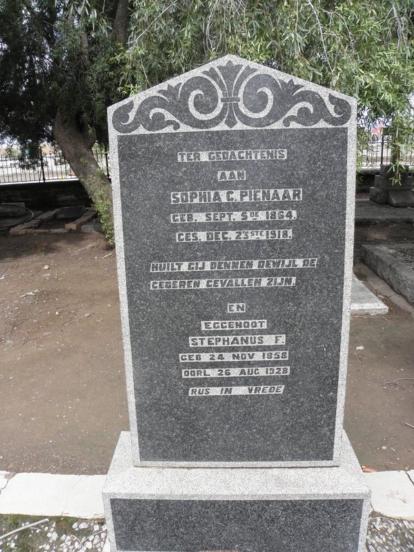 PIENAAR Stephanus F. 1858-1928 &amp; Sophia C. 1864-1918