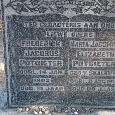 POTGIETER Frederick Jacobus -1902 &amp; Maria Jacomina VAN SKALKWYK -1919