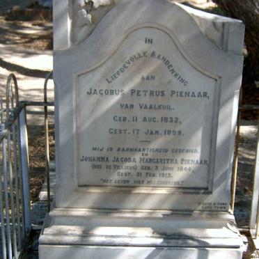 PIENAAR Jacobus Petrus 1832-1899 &amp; Johanna Jacoba Margaritha DE VILLIERS 1844-1913