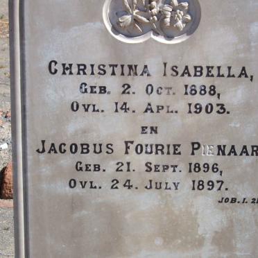 PIENAAR Jacobus Fourie 1896-1897 :: PIENAAR Christina Isabella 1888-1903