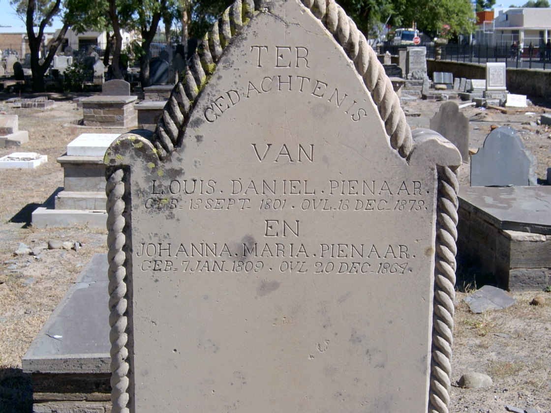 PIENAAR Louis Daniel 1801-1873 &amp; Johanna Maria 1809-1864
