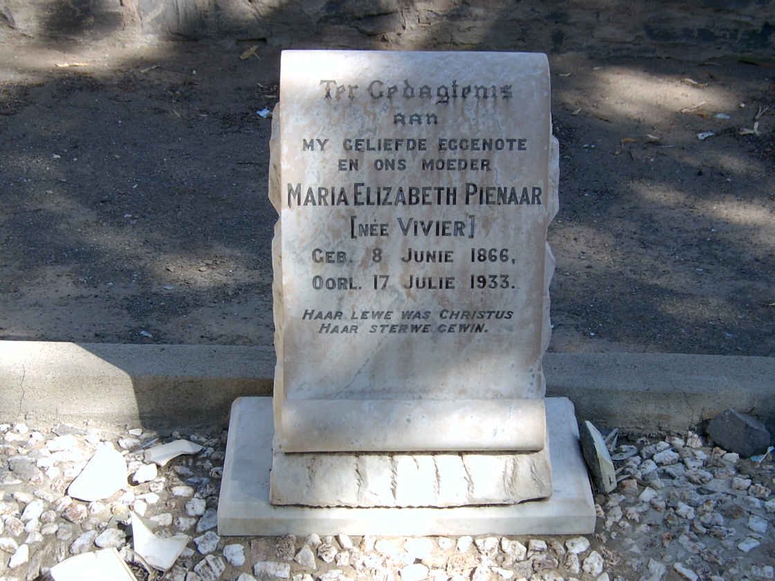 PIENAAR Maria Elizabeth nee VIVIER 1866-1933