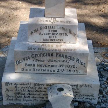 RICE Olivia Georgina Frances nee ANDREWS 1872-1999 :: RICE Anna Roselie Doris 1898-1899