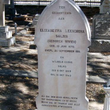 SOLMS Wilhelm Georg 1869-1943 &amp; Elizabeth Leendrina VIVIER 1870-1918