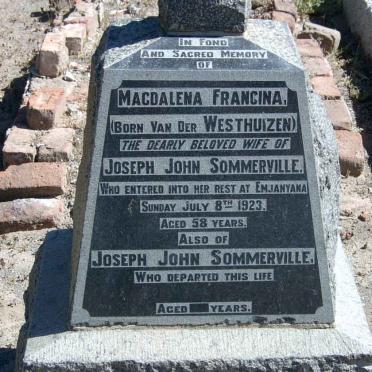 SOMMERVILLE Joseph John &amp; Magdalena Francina VAN DER WESTHUIZEN -1923