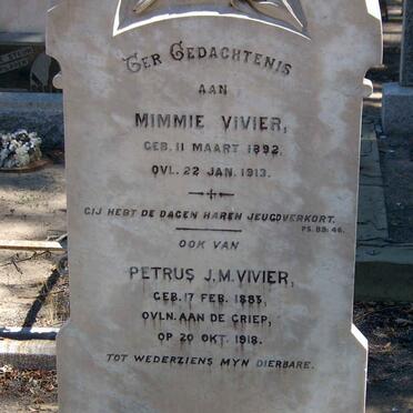 VIVIER Petrus J.M. 1883-1918 &amp; Mimmie 1892-1913