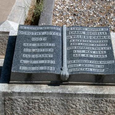 VILLIERS Charl Rochelle, de -1945 &amp; Dorothy Joyce ARNOTT 1903-1988