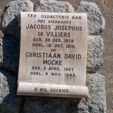 VILLIERS Jacob Josephus, de 1878-1918 :: MOCKE Christiaan Dawid 1887-1945