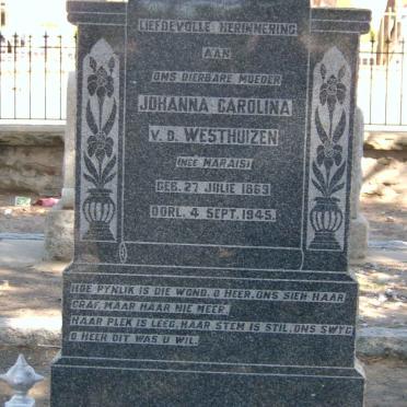 WESTHUIZEN Johanna Carolina, v.d. nee MARAIS 1869-1945