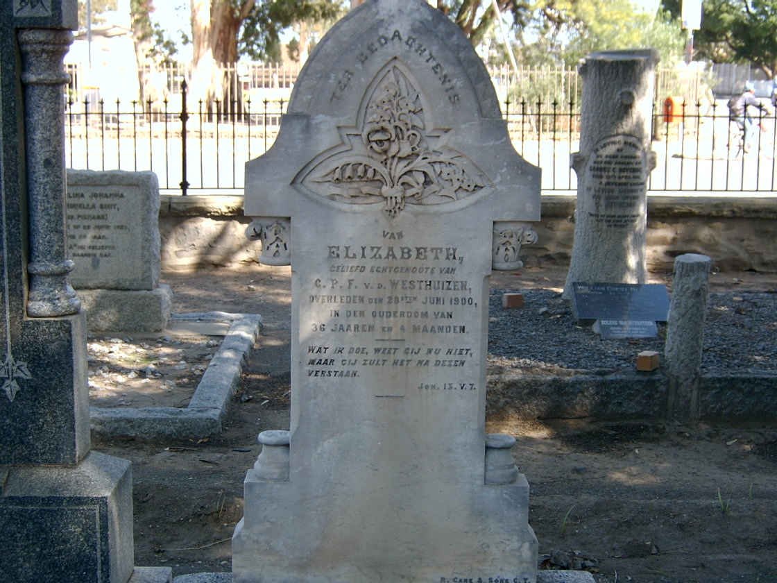 WESTHUIZEN Elizabeth, van der -1900