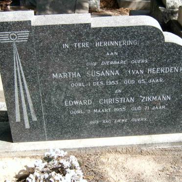 ZIKMANN Edward Christian -1955 &amp; Martha Susanna VAN HEERDEN -1953