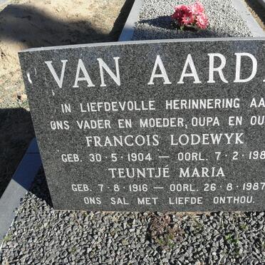 AARDE Francois Lodewyk, van 1904-1985 &amp; Teuntje Maria 1916-1987