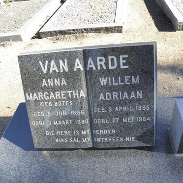 AARDE Willem Adriaan, van 1895-1984 &amp; Anna Margaretha BOTES 1896-1980
