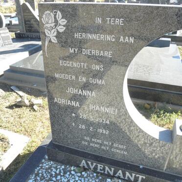 AVENANT Johanna Adriana 1934-1992