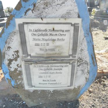 BOTHA Maria Magdalena 1922-2001 :: BOTHA Danwill Kurt 2007-2007