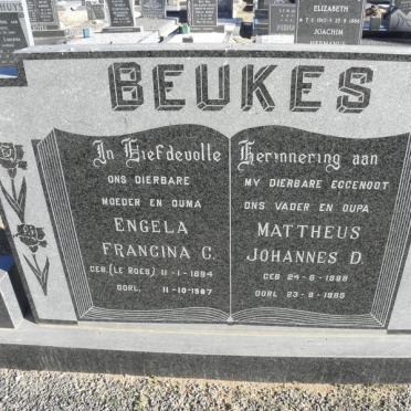 BEUKES Mattheus Johannes D. 1898-1985 &amp; Engela Francina C. Le ROES 1894-1987