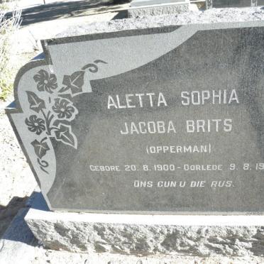 BRITS Aletta Sophia Jacoba nee OPPERMAN 1900-1965