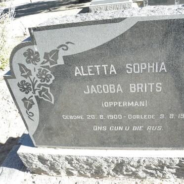 BRITS Aletta Sophia Jacoba nee OPPERMAN 1900-1965
