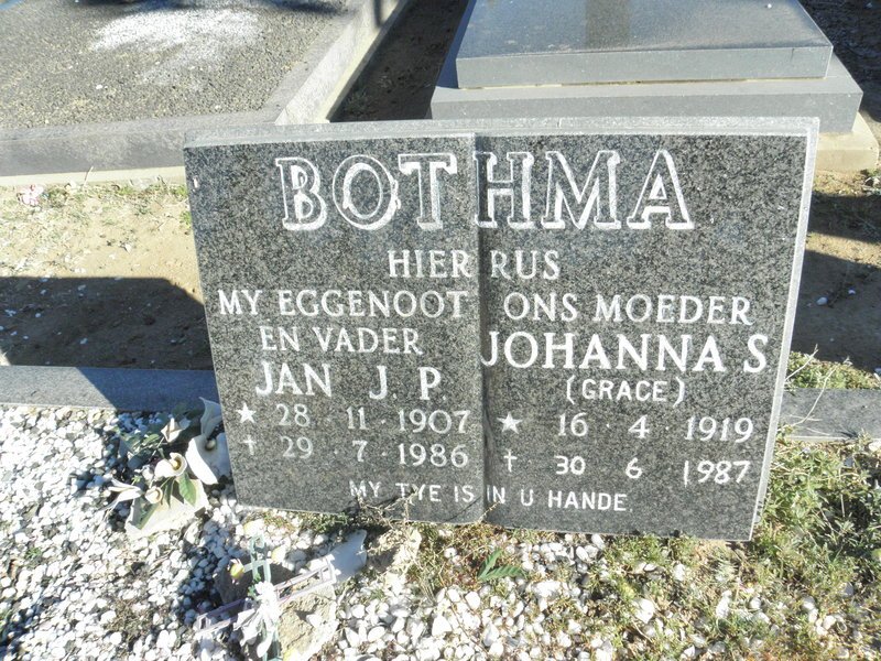 BOTHMA Jan J.P. 1907-1986 &amp; Johanna S. GRACE 1919-1987