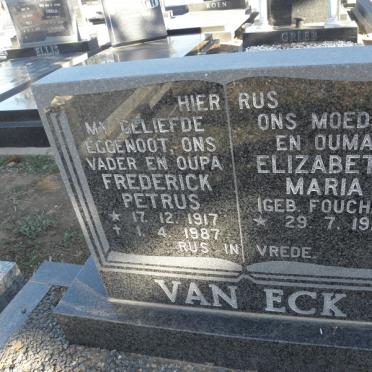 ECK Frederick Petrus, van 1917-1987 &amp; Elizabeth Maria FOUCHE 1922-