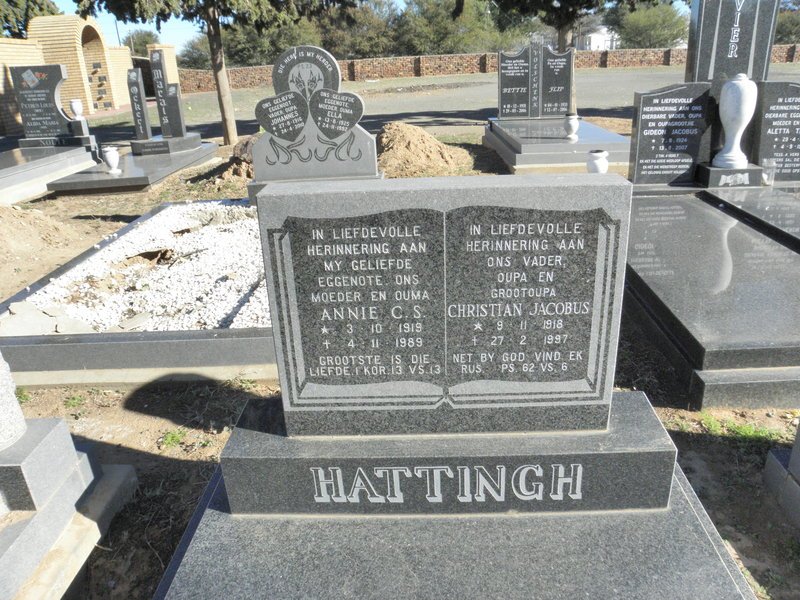 HATTINGH Christian Jacobus 1918-1997 &amp; Annie C.S. 1919-1989