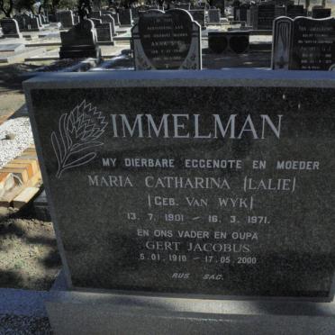 IMMELMAN Gert Jacobus 1910-2000 &amp; Maria Catharina VAN WYK 1901-1971