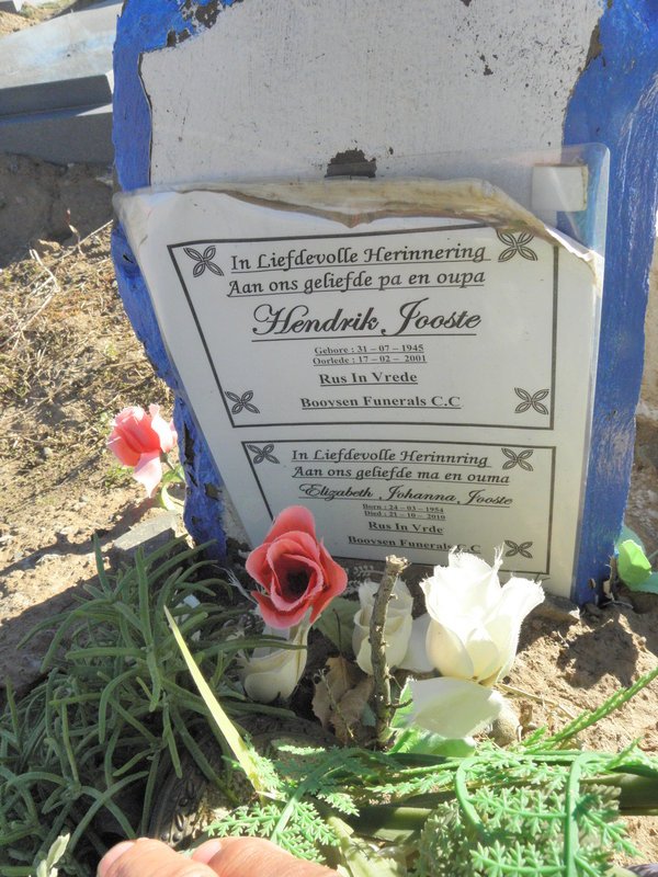 JOOSTE Hendrik 1945-2001 &amp; Elizabeth Johanna 1954-2010