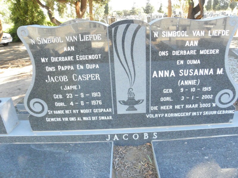 JACOBS Jacob Casper 1913-1976 &amp; Anna Susanna M. 1915-2002