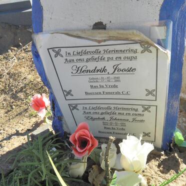 JOOSTE Hendrik 1945-2001 &amp; Elizabeth Johanna 1954-2010