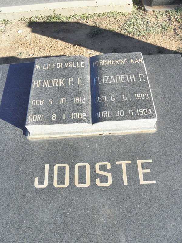 JOOSTE Hendrik P.E. 1912-1982 &amp; Elizabeth P. 1903-1984