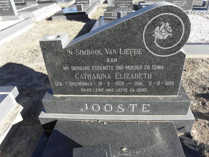 JOOSTE Catharina Elizabeth nee GROENEWALD 1909-1980