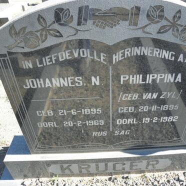 KRUGER Johannes N. 1895-1969 &amp; Philippina J. VAN ZYL 1895-1982