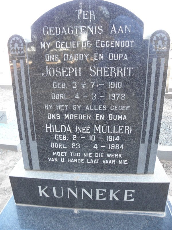 KUNNEKE Joseph Sherrit 1910-1978 &amp; Hilda MULLER 1914-1984