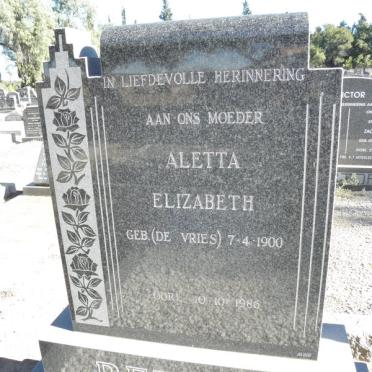 REPPERT Aletta Elizabeth nee DE VRIES 1900-1986