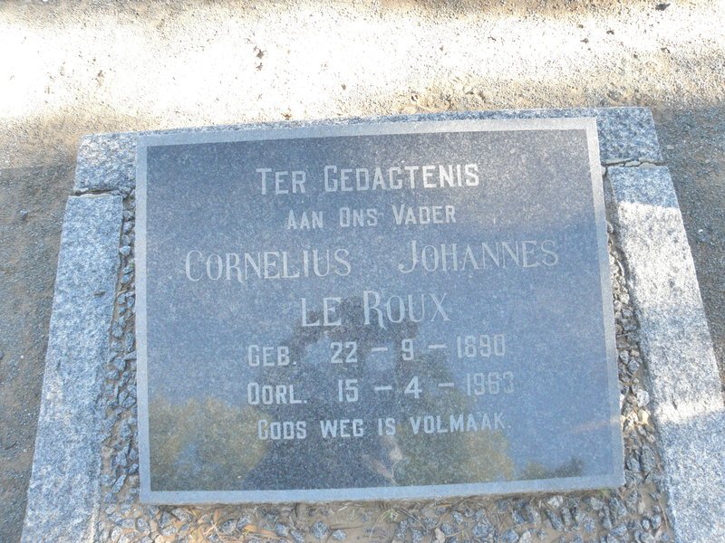ROUX Cornelius Johannes, Le 1890-1963
