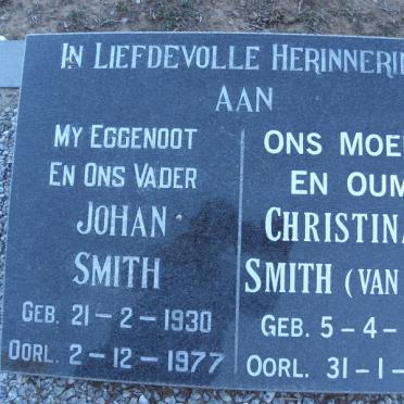 SMITH Johan 1930-1977 &amp; Christina J.1929-2008