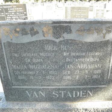 STADEN Jan Abraham, van 1888-1964 &amp; Maria Magdalena 1893-1972