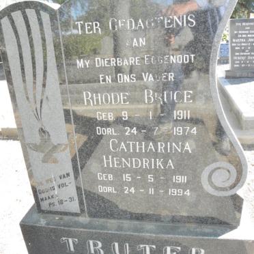 TRUTER Rhode Bruce 1911-1974 &amp; Catharina Hendrika 1911-1994