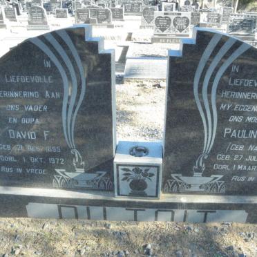 TOIT David F., du 1895-1972 &amp; Paulina C.K. NAUDE 1901-1965