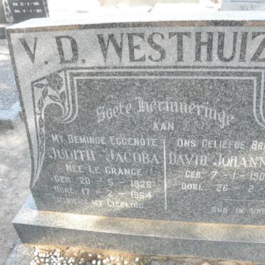 WESTHUIZEN David Johannes, v.d. 1908-1966 &amp; Judith Jacoba LE GRANGE 1926-1964