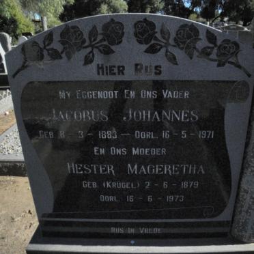 ? Jacobus Johannes 1883-1971 &amp; Hester Mageretha KRUGEL 1879-1973