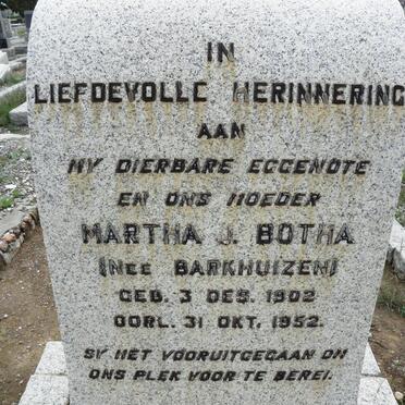 BOTHA Martha J. nee BARKHUIZEN 1902-1952