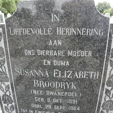 BROODRYK Susanna Elizabeth nee SWANEPOEL 1891-1964