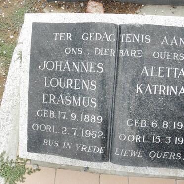 ERASMUS Johannes Lourens 1889-1962 &amp; Aletta Katrina 1901-1990