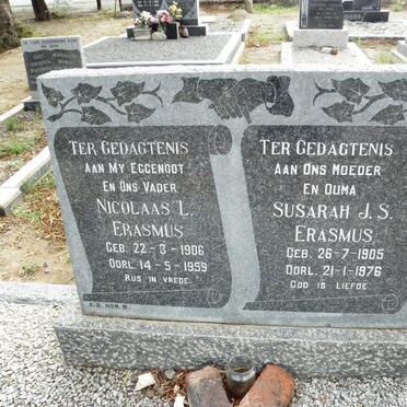 ERASMUS Nicolaas L. 1906-1959 &amp; Susarah J.S. 1905-1976