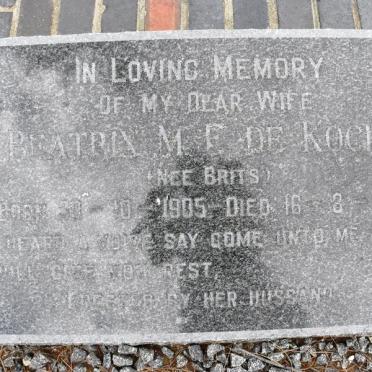 KOCKS Beatrix M.E., de nee BRITS 1905-1967