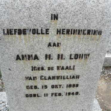 LOUW Anna M.M. nee de WAAL 1899-1945