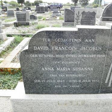 LOOTS David Francois Jacobus 1896-1958 &amp; Anna Maria Susanna Van RENSBURG 1895-1957