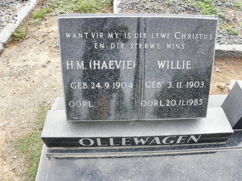 OLLEWAGEN Willie 1903-1985 &amp; H.M. 1904-