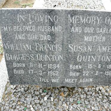 QUINTON William Francis Burgess 1884-1962 &amp; Susan Amelia 1887-1966